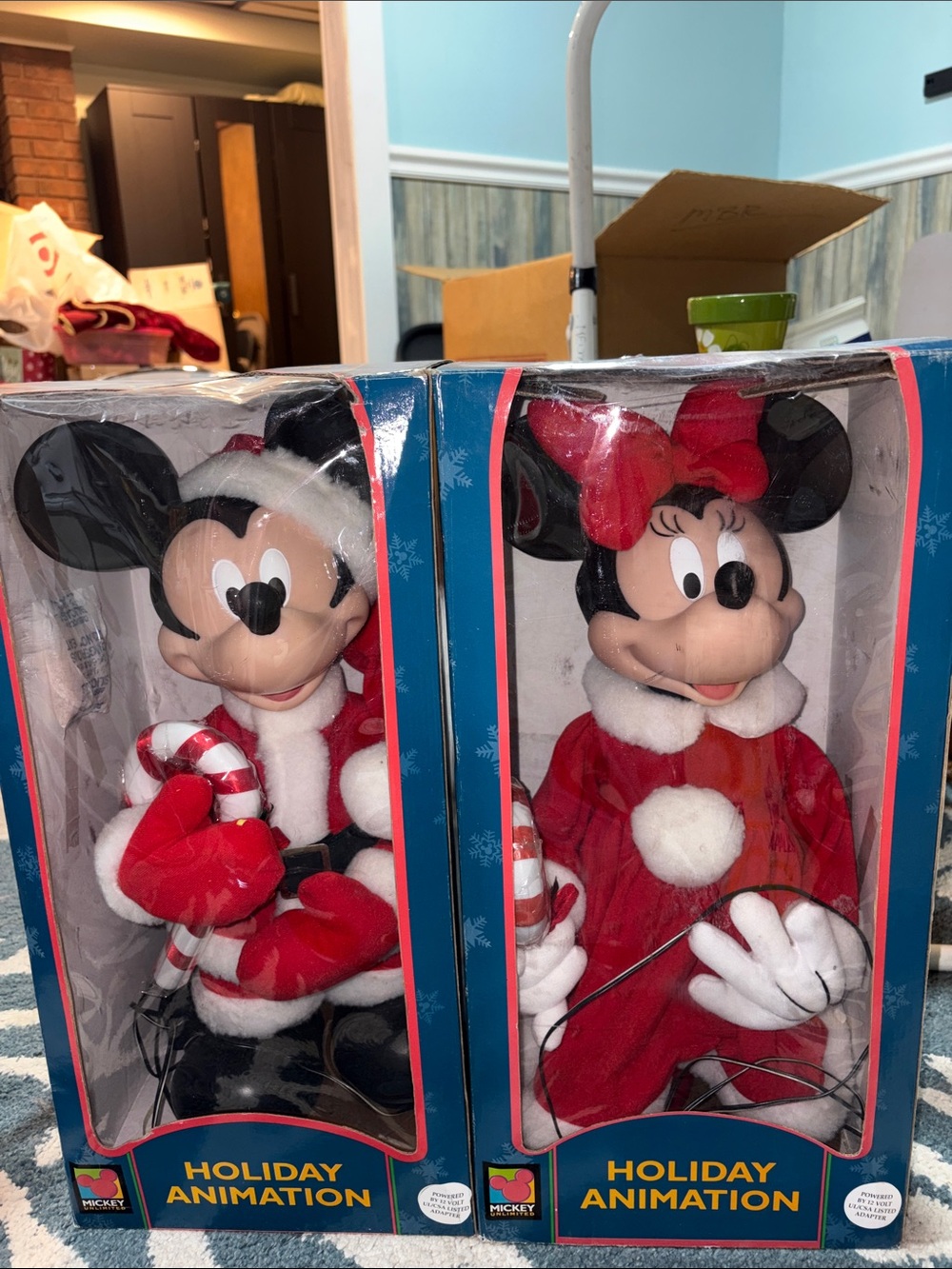 Holiday Animation Mickey & Minnie Plush Pair - Red & Black